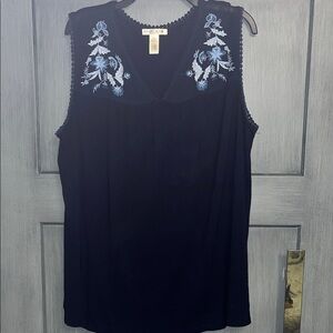 Studio West Midnight Blue Floral Top